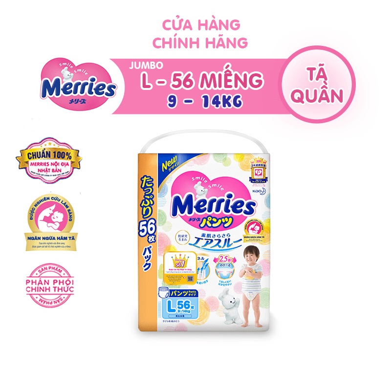 Tã/bỉm quần Merries Jumbo đủ size L56
