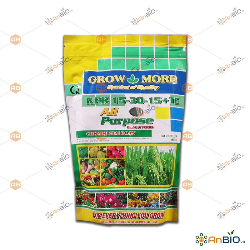 PHÂN BÓN NPK GROW MORE 15-30-15 + TE Gói 1Kg ALL PURPOSE Plant Food - C3.1029