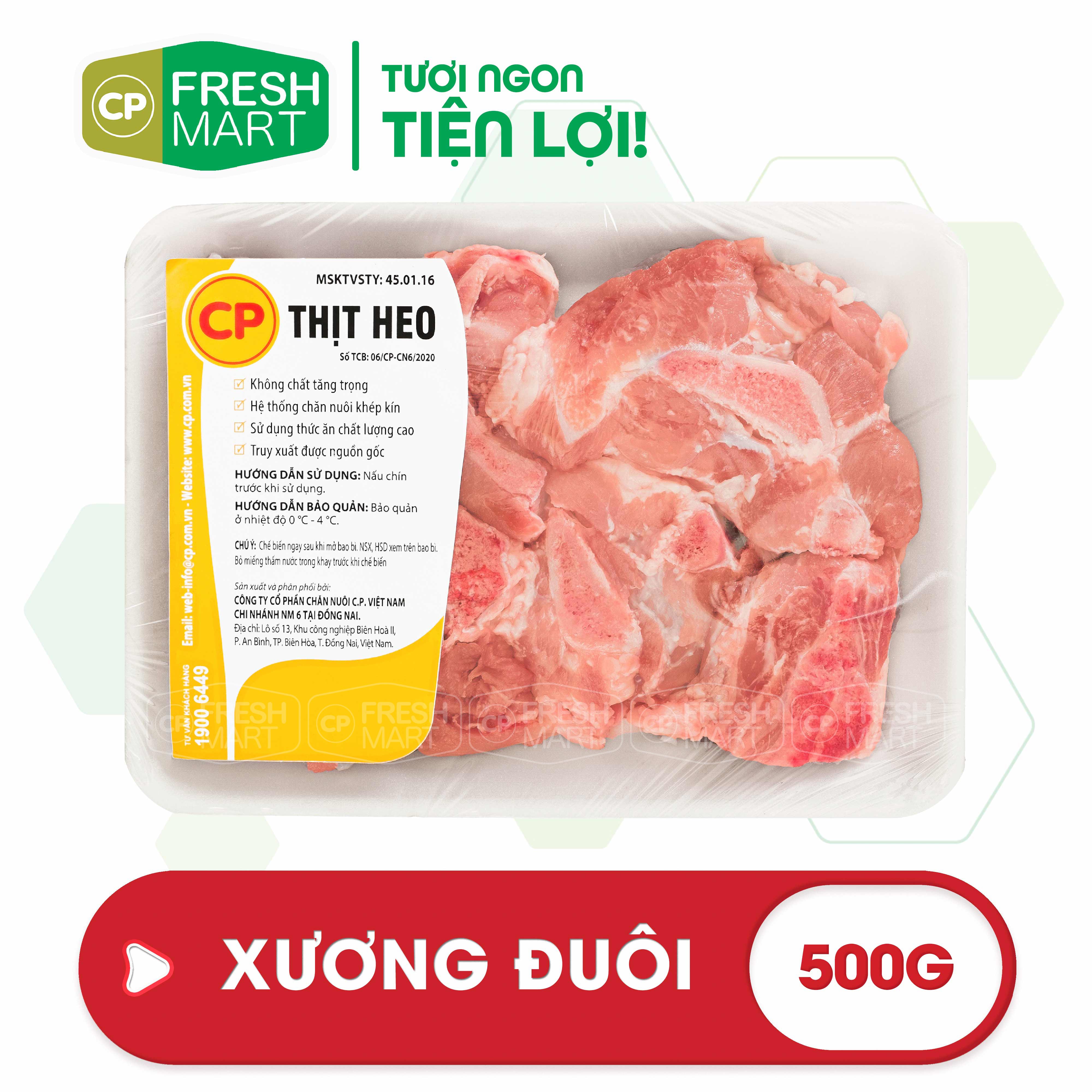 Xương đuôi heo cp 500g - thịt heo cp foods - tươi ngon tiện lợi - cp fresh mart
