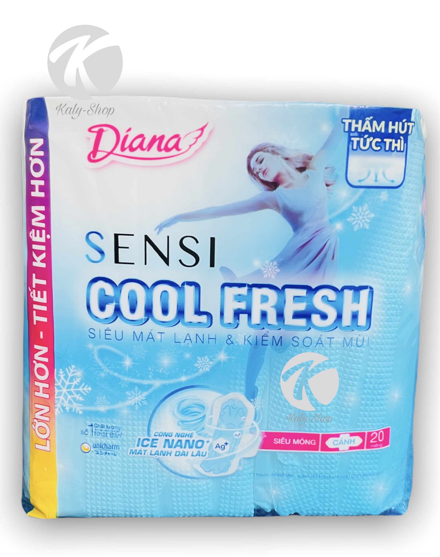 Băng vệ sinh Diana Sensi Cool Fresh Siêu Mỏng Cánh 23cm  20s   Chính Hãng