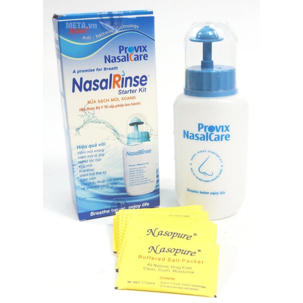 Bình rửa mũi Nasal Rinse + Kèm 10 gói dung dịch muối