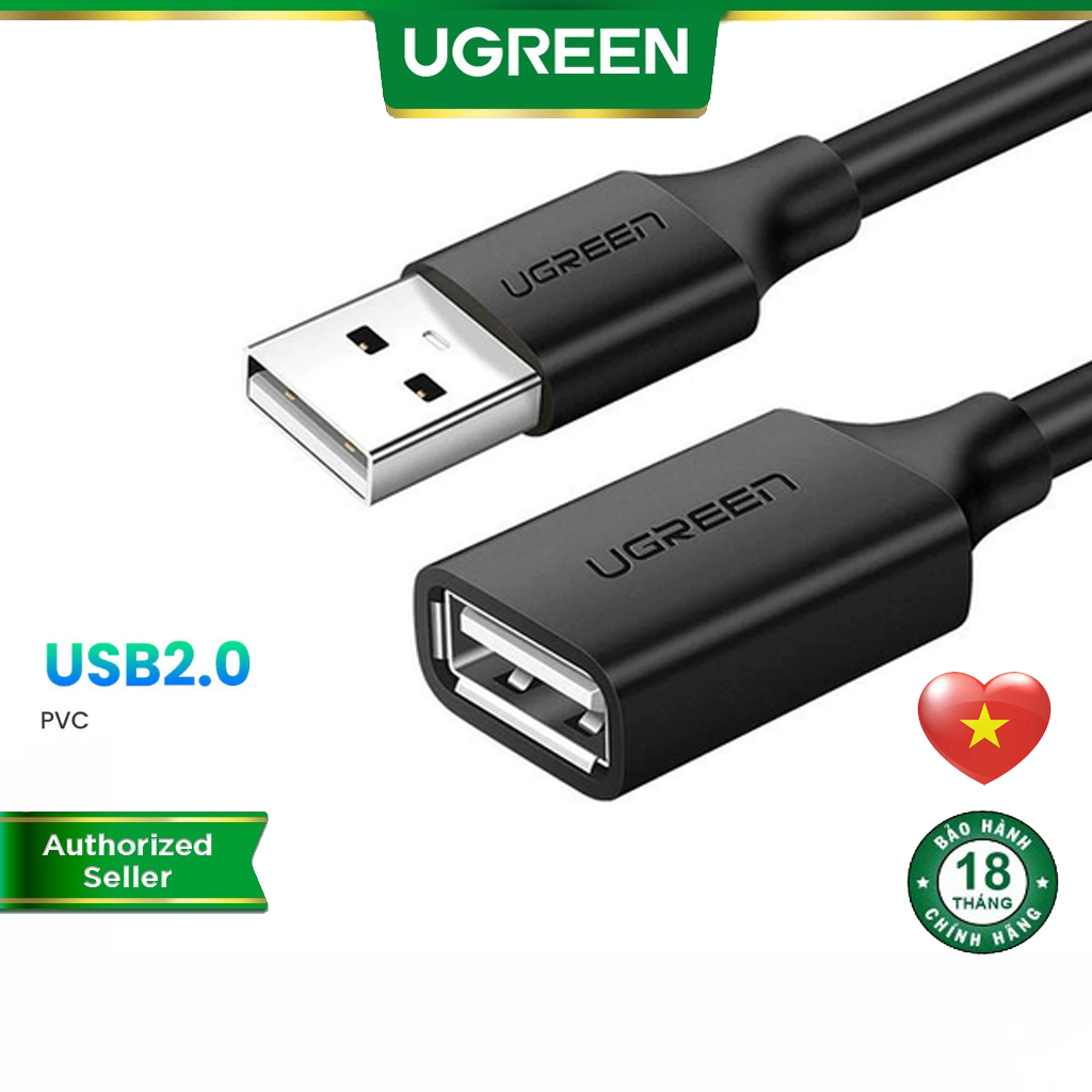 Cáp usb 2.0 nối dài chính hãng ugreen us103 cao cấp