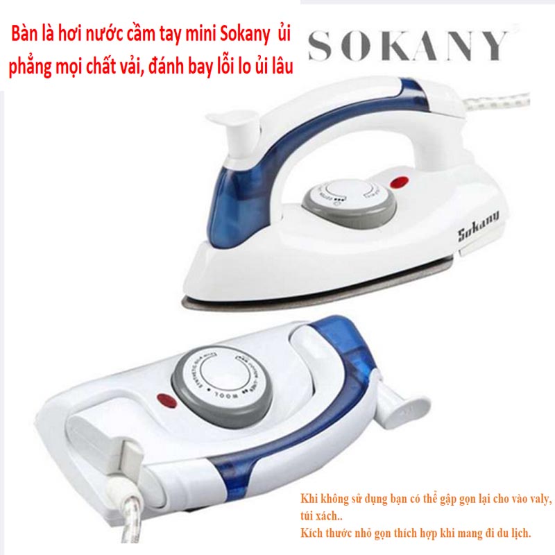 [SIÊU RẺ] Bàn Là Hơi Nước Cầm Tay Sokany,Bàn Ủi Hơi Nước, Bàn Ủi Hơi Nước Cầm Tay, Bàn Ủi Đồ,Bàn Ủi Mini,Bàn Ủi Du Lịch Cao Cấp Xếp Gọn Tiện Lợi Thích Hợp Khi Đi Du Lịch Và Công Tác Có Thể Ủi Các Loại Vải Khác Nhau Dễ Dàng Mà Không Làm Hư Hại Vải