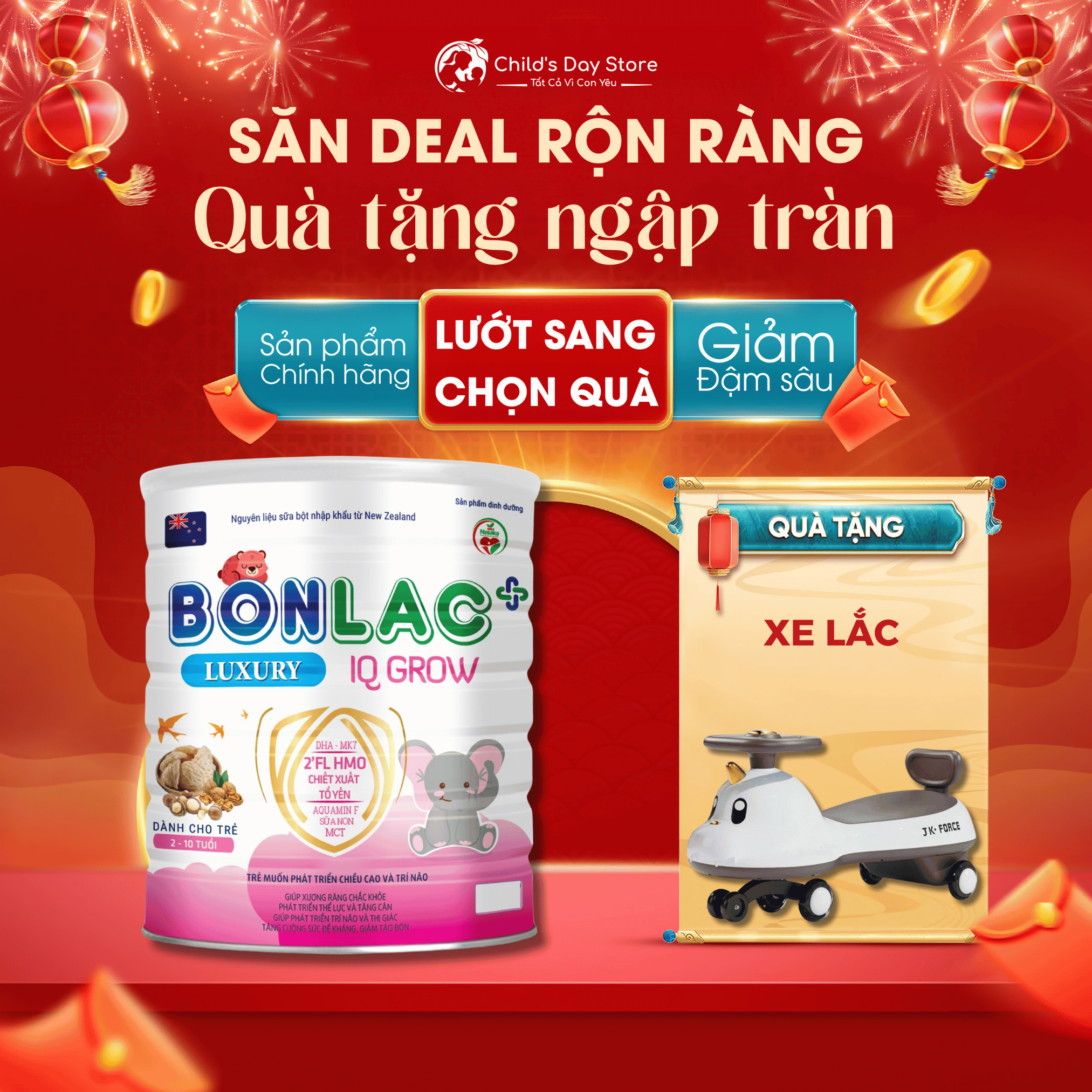 Sữa BONLAC IQ GROW Luxury 400g - 900g cung cấp dinh dưỡng cho trẻ phát triển chiều cao tối đa. Childs_day