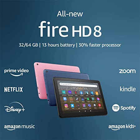 MÁY TÍNH BẢNG AMAZON FIRE HD 8 - NĂM 2022 - BẢO HÀNH 6 THÁNG - (All-new Fire HD 8 tablet, 8" HD display, 64 GB )