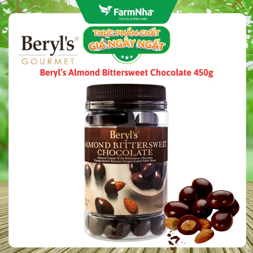 Sôcôla Almond Bittersweet Beryls 450gr Chocolate - Ngọt ngào và thơm béo với bột sữa nguyên kem