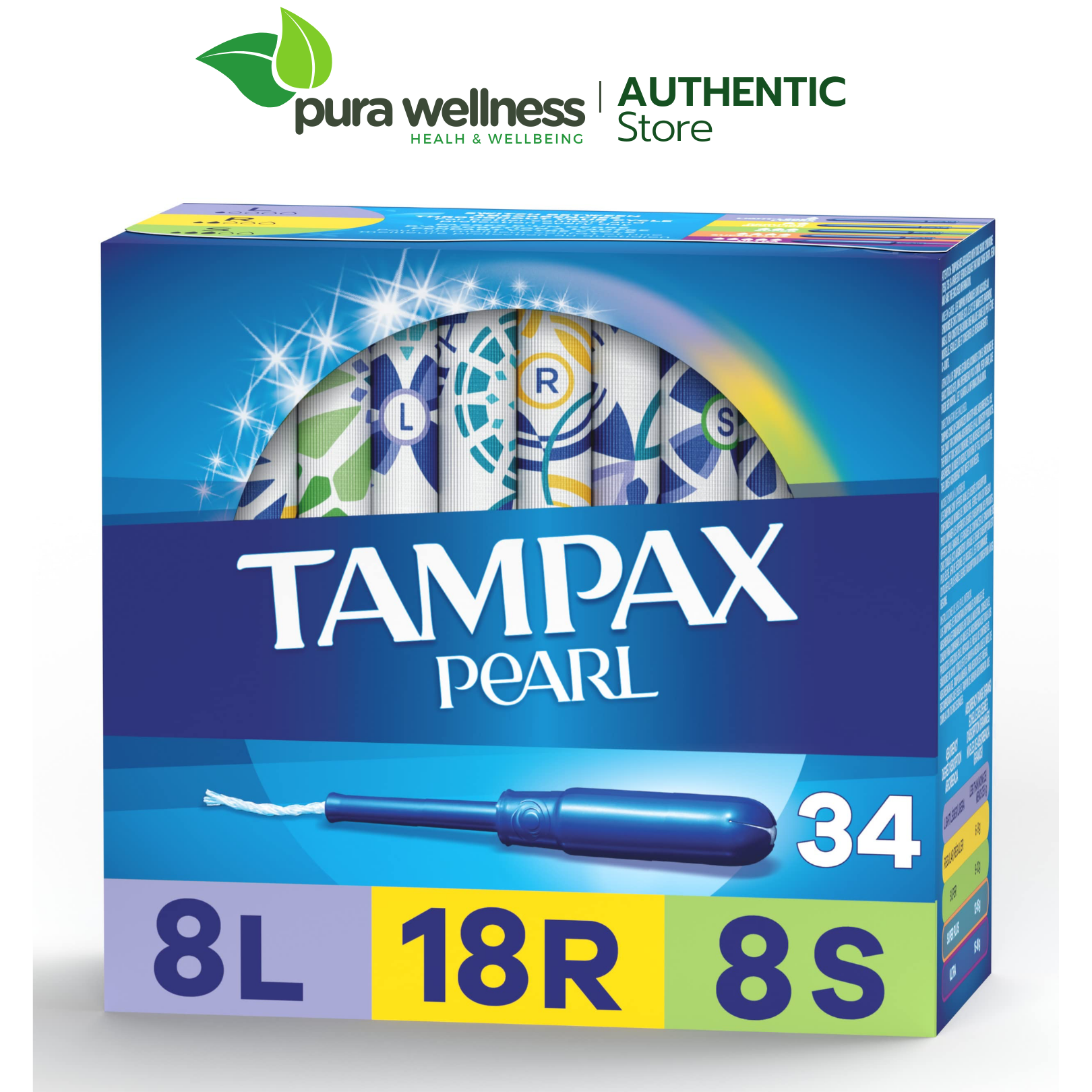 Tampax Pearl Tampons 34 miếng Light, Regular, Super siêu thấm không mùi