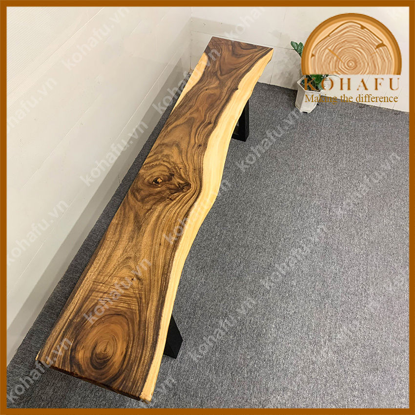 [HÀNG Y HÌNH] Mặt gỗ me tây nguyên tấm, làm băng ghế dài hoặc kệ gỗ nguyên tấm dài 192 x rộng (33-37-35) x dày 4 (cm) - KC20054
