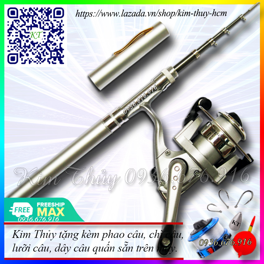 Cần câu bút du lịch KT Mini 100cm Kim Thủy máy câu bút phụ kiện câu cá cước câu cá phao câu cá chì câu cá mồi giả câu cá