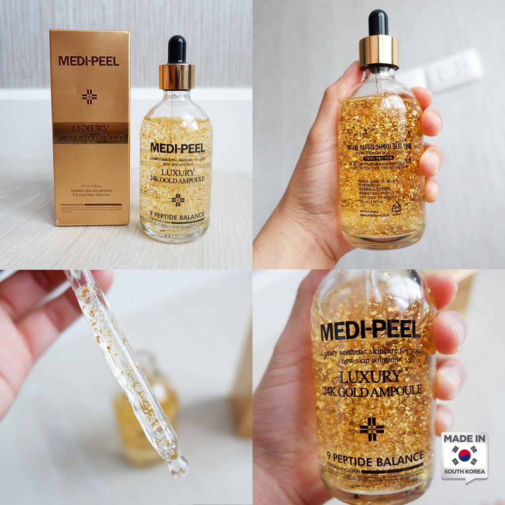 Tinh chất Vàng MEDI-PEEL Luxury 24K Gold Ampoule 100ml, Serum tinh chất vàng 24k gold trắng da xóa nhăn