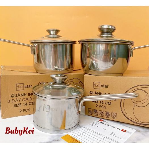 Quánh inox đông nam five star cao cấp 3 đáy 16cm