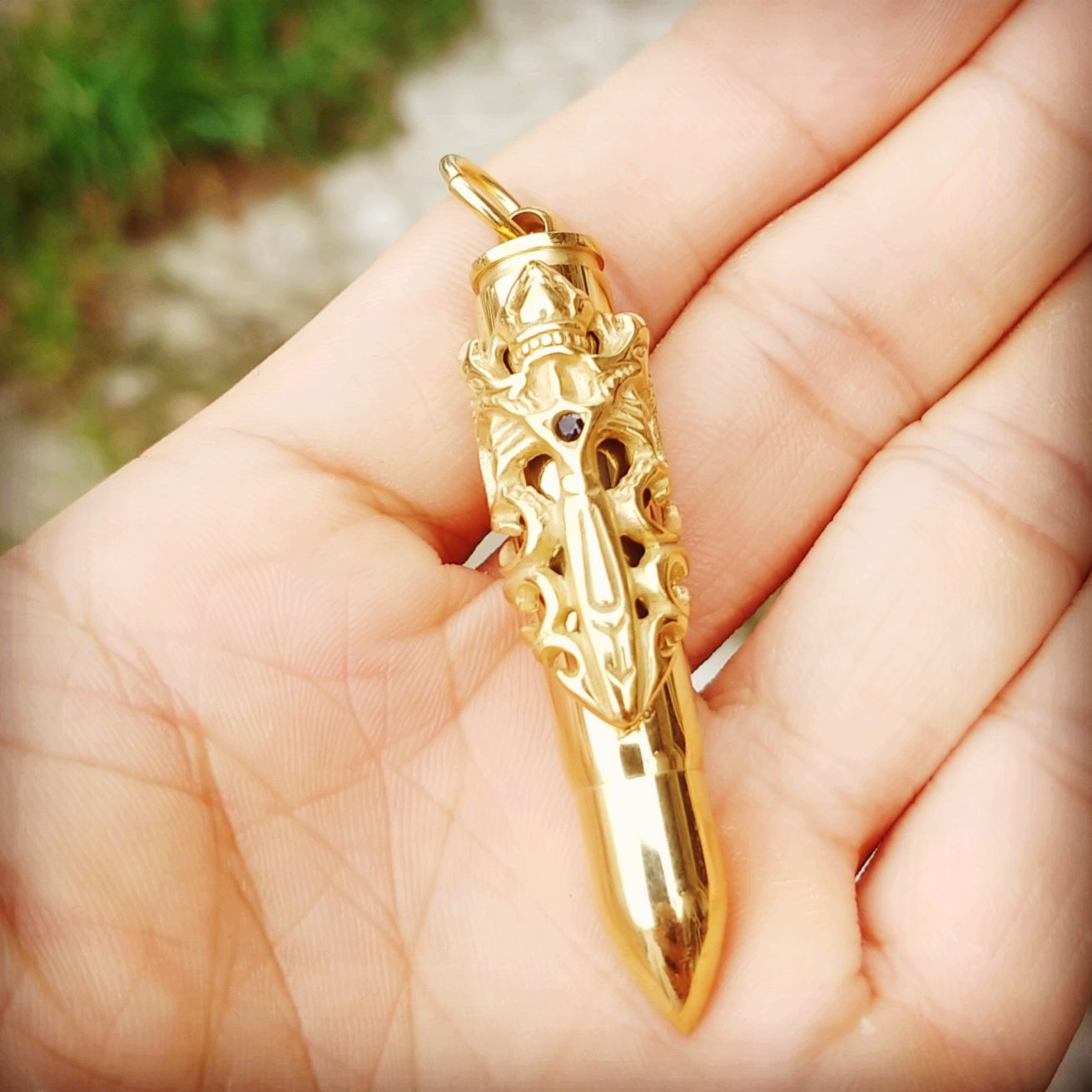 (Hàng Đúc Xịn- Không Phai Màu) Mặt Dây Chuyền Nam Khóa Ren Viên Đạn Mặt Tượng Cao Cấp- Phủ nano chống trầy không phai màu