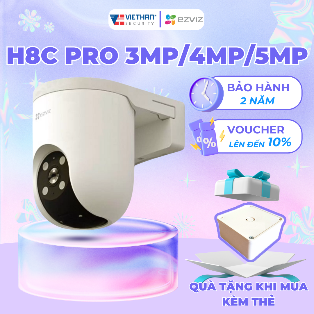 Camera EZVIZ H8C Pro 3MP/4MP/5MP, ban đêm có màu, báo động người, âm thanh 2 chiều, camera ngoài trời wifi, xoay 360 độ