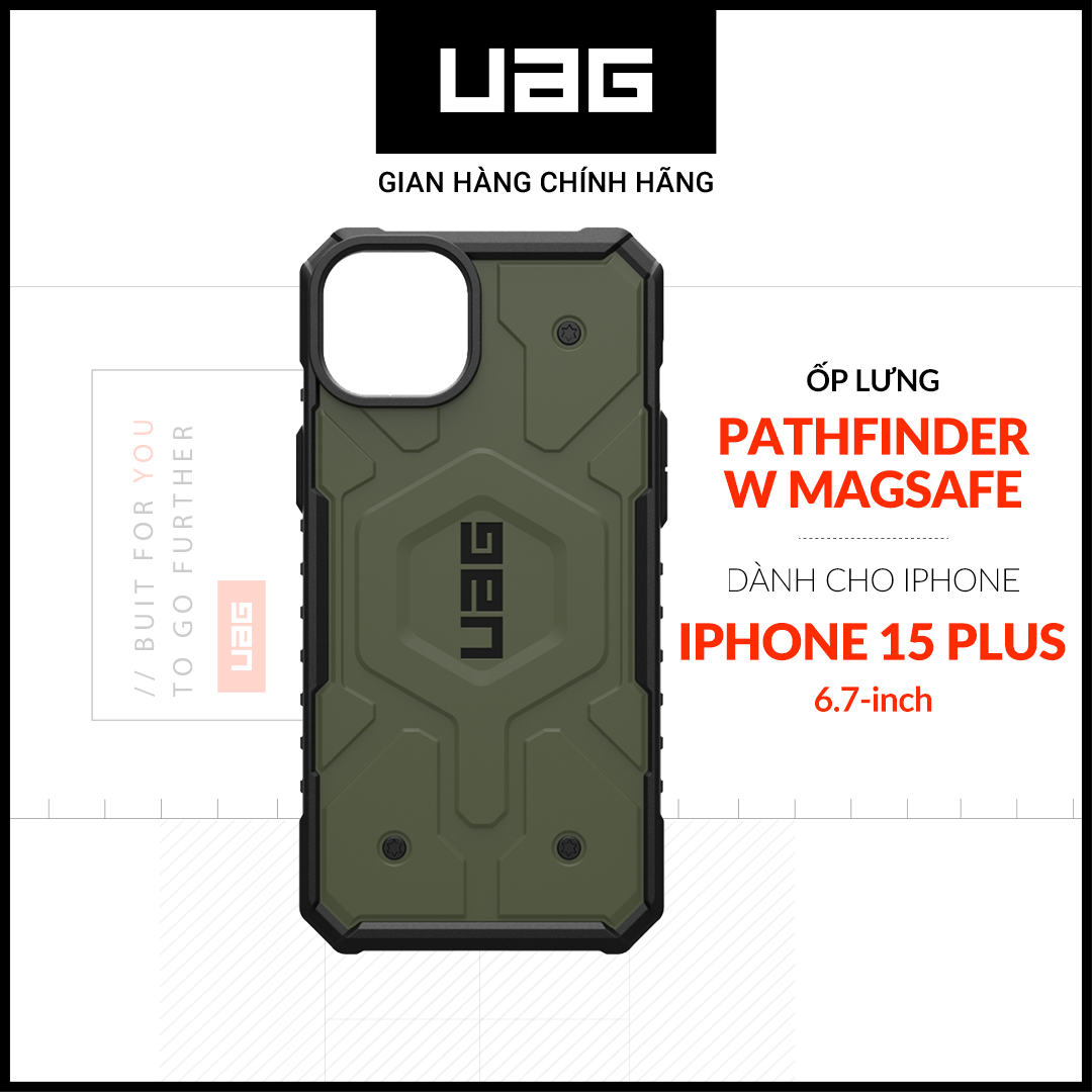 Ốp lưng chống sốc uag pathfinder hỗ trợ sạc magsafe cho iphone 15 plus
