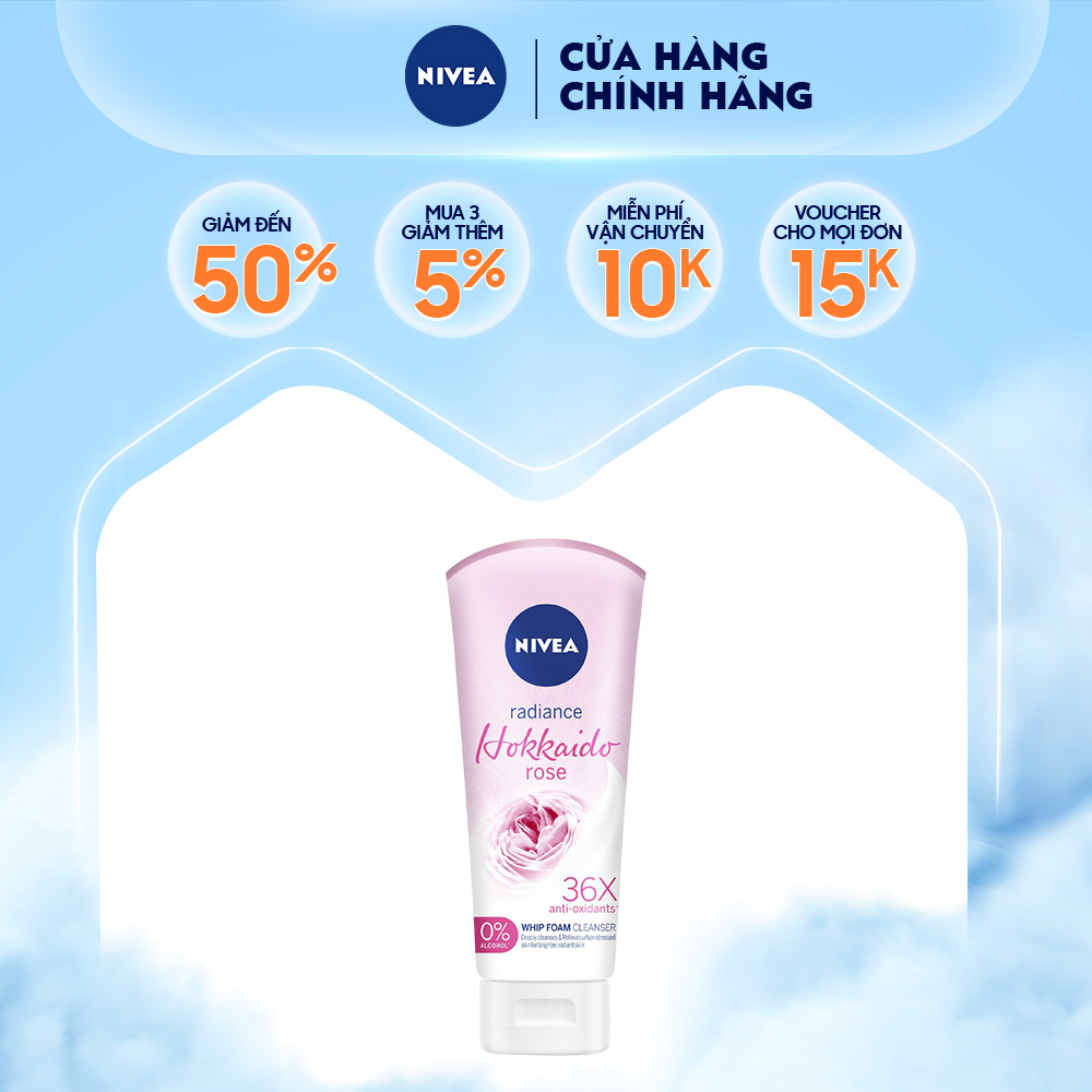 Sữa rửa mặt tạo bọt chiết xuất hoa hồng Nivea radiance Hokkaido rose 100g - 84984