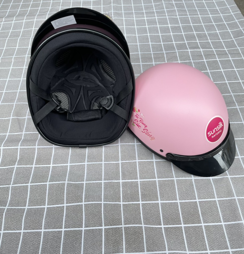 Nón bảo hiểm Sunsilk màu hồng nữ tính - Nón , mũ bảo hiểm nửa đầu chất lượng loại 1 hkm Sunsilk màu hồng pastel
