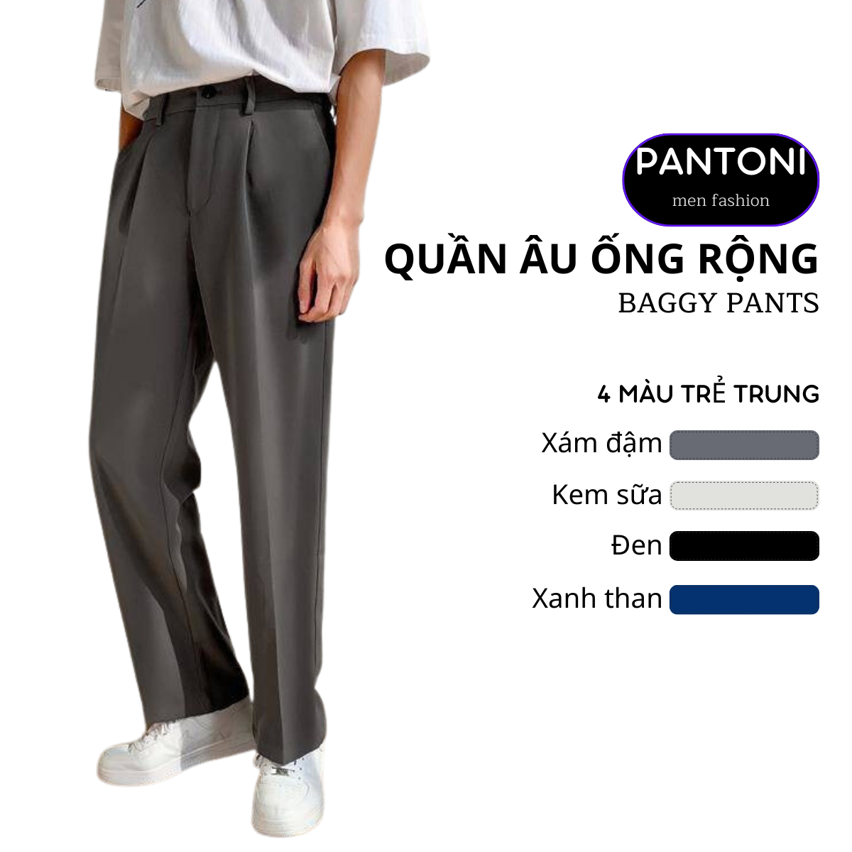 Quần baggy âu nam ống rộng cao cấp chất vải mềm mịn, không nhăn, không xù, thiết kế theo phong cách Hàn Quốc (BGA)