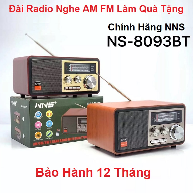 Đài radio ns-8093bt, đài fm radio bluetooth ns8093bt, bắt sóng fm, am, /usb/tf, cổng thẻ nhớ - loa dùng điện 220v và pin sạc, đài fm cho người già, độ bền cao, bảo hành 12 tháng.