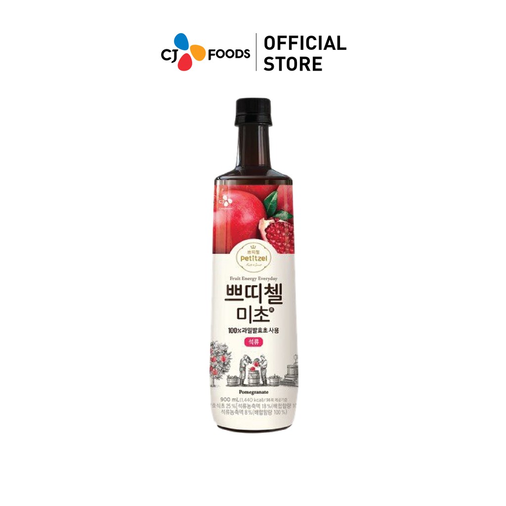 Nước trái cây lên men tự nhiên thương hiệu cj hàn quốc: giấm uống petitzel micho 900ml - hương lựu