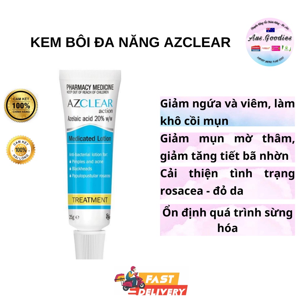 Kem bôi đa năng azclear 20% azelaic acid giảm mụn, mờ thâm