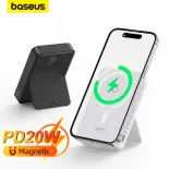 Baseus Power Bank Sạc nhanh không dây 5000mAh 20W Macsafe Pin ngoài Giá đỡ điện thoại cho iPhone 15 14 13 12 11 Pro Max