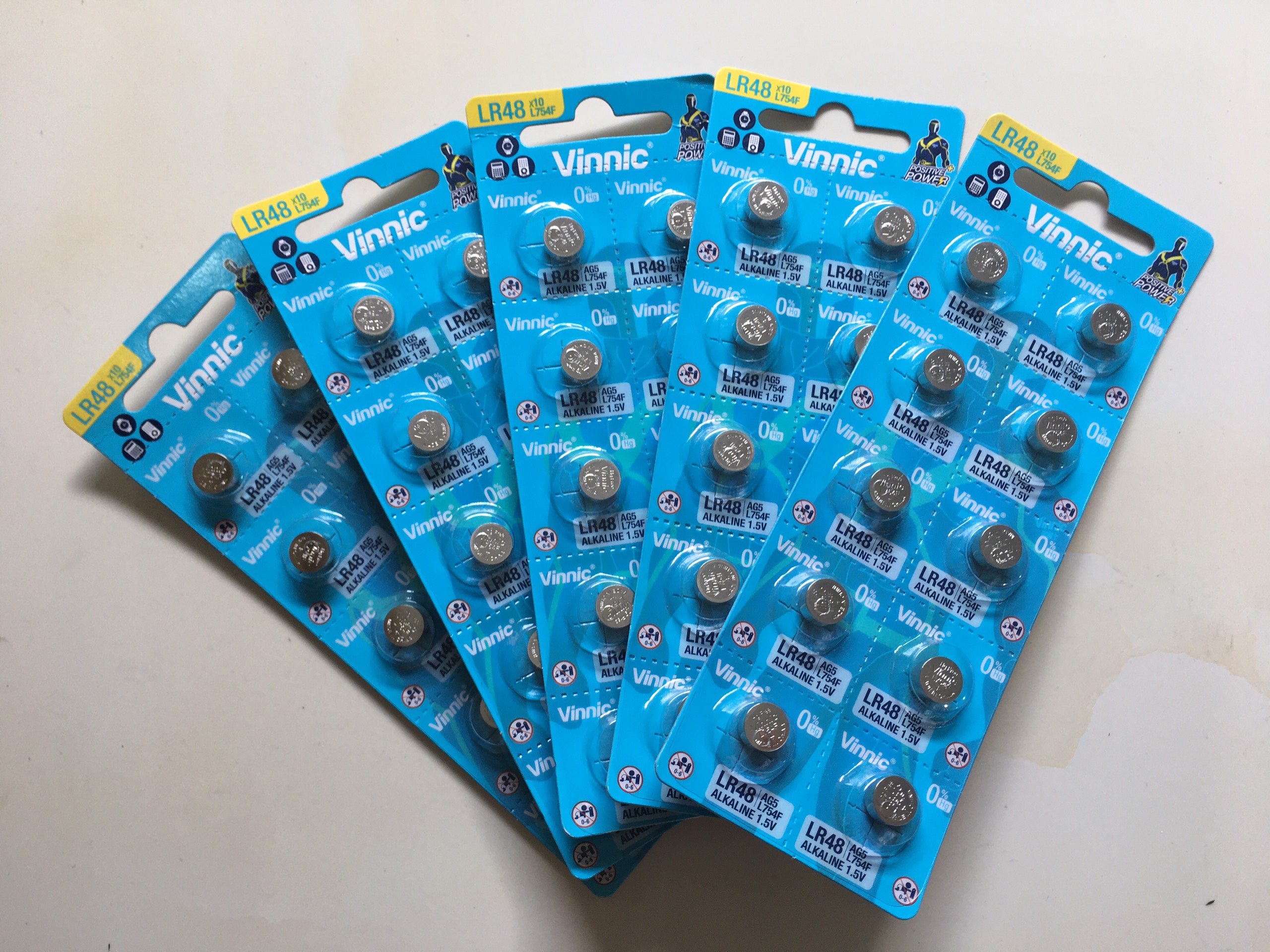 Combo 5 vỉ pin vinnic ag5 393 lr48 193 lr754 sr48 sr754 rw28 309 hong kong tq