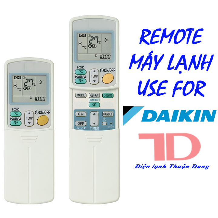 Điều khiển, remote dành máy lạnh daikin 2 nút viền xanh tặng kèm pin - điện lạnh thuận dung