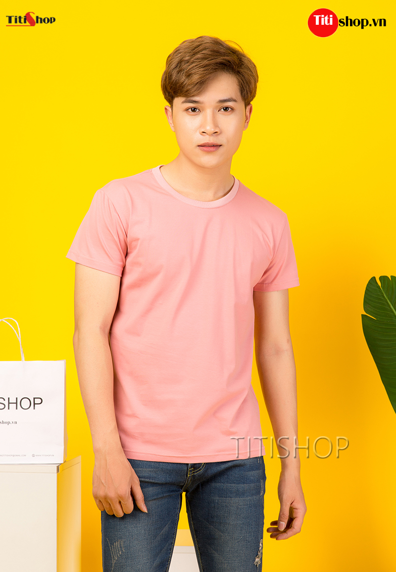 Áo thun trơn titishop at537 màu hồng