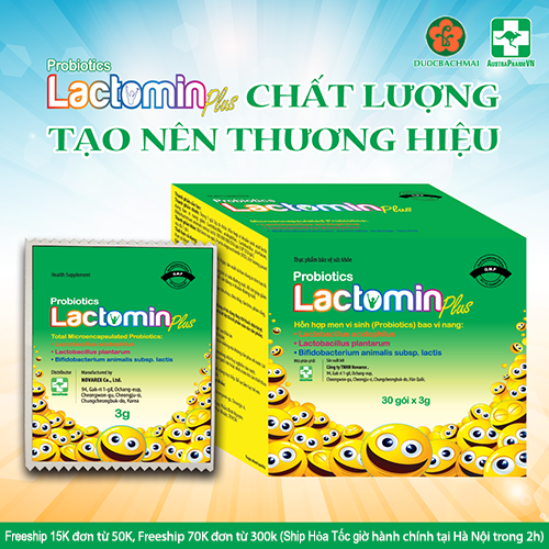 Lactomin plus - men vi sinh hết tiêu chảy táo bón rối loạn tiêu hóa cân bằng lợi khuẩn đường ruột, hộp 30 gói