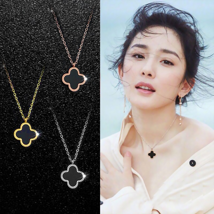DÂY CHUYỀN TITAN HOA 4 CÁNH 2 MẶT CẨM XÀ CỪ TRẮNG ĐEN TN012 siêu đẹp, bền màu, chuẩn thời trang