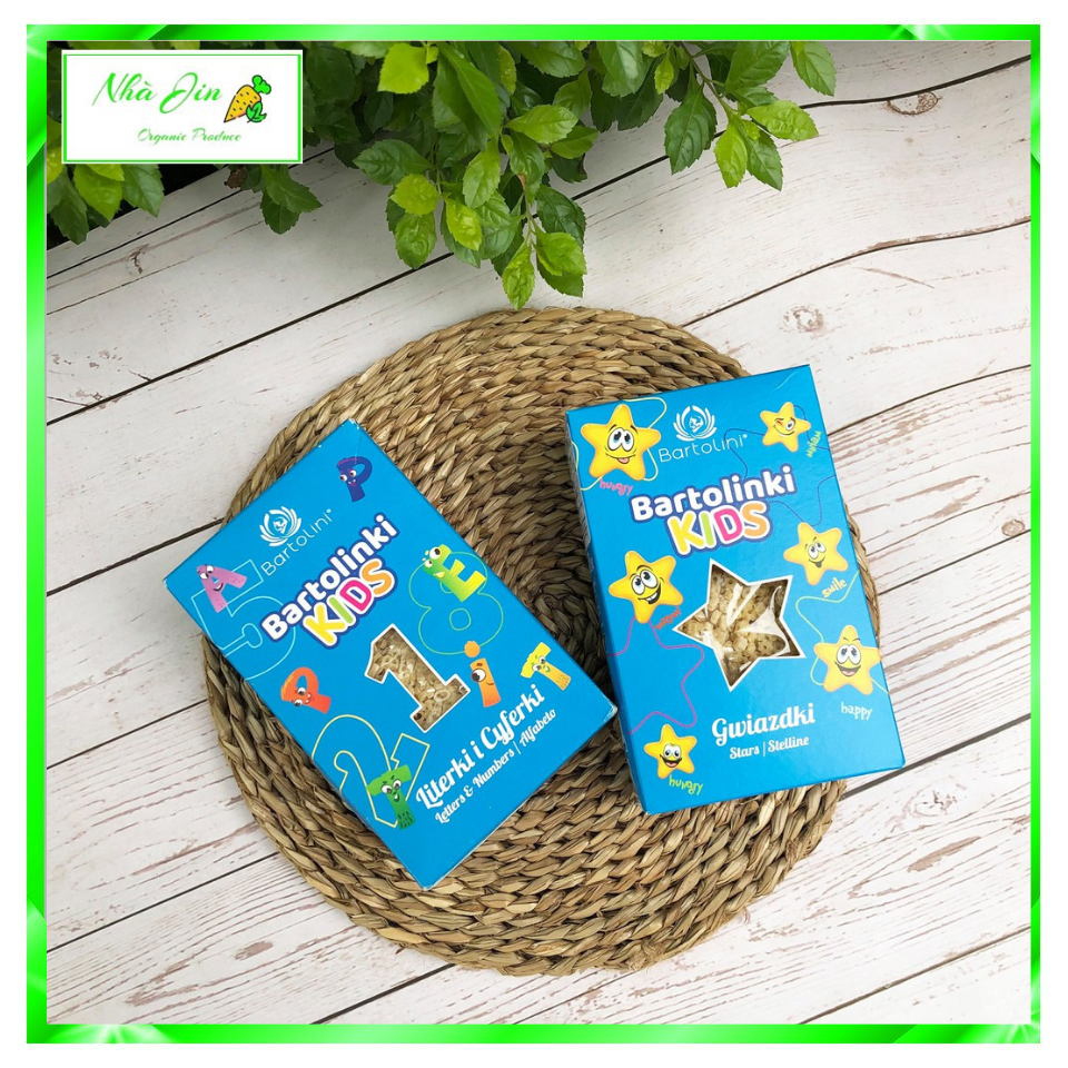 Mì nui cho bé hình ngôi sao, hình chữ cái và số Bartolini 250g