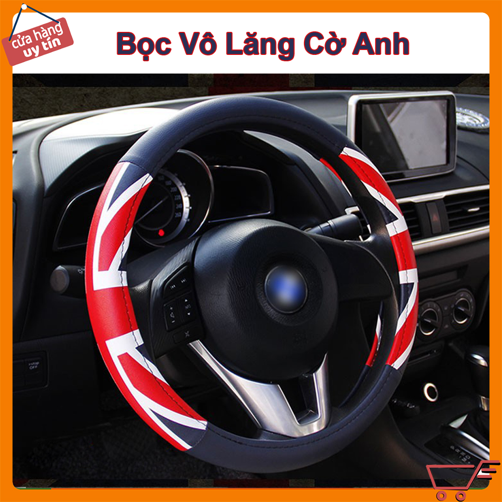 Bọc Vô Lăng Ô Tô Cờ Anh Bằng Da PU Cao Cấp – Size 38 MS69