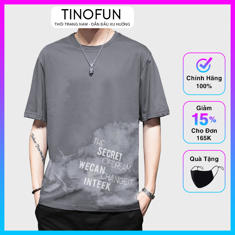 Áo thun nam TINOFUN mã TT56.0-E Áo tay lỡ nam form rộng thể thao cộc tay đẹp hè thu dáng ngắn tay