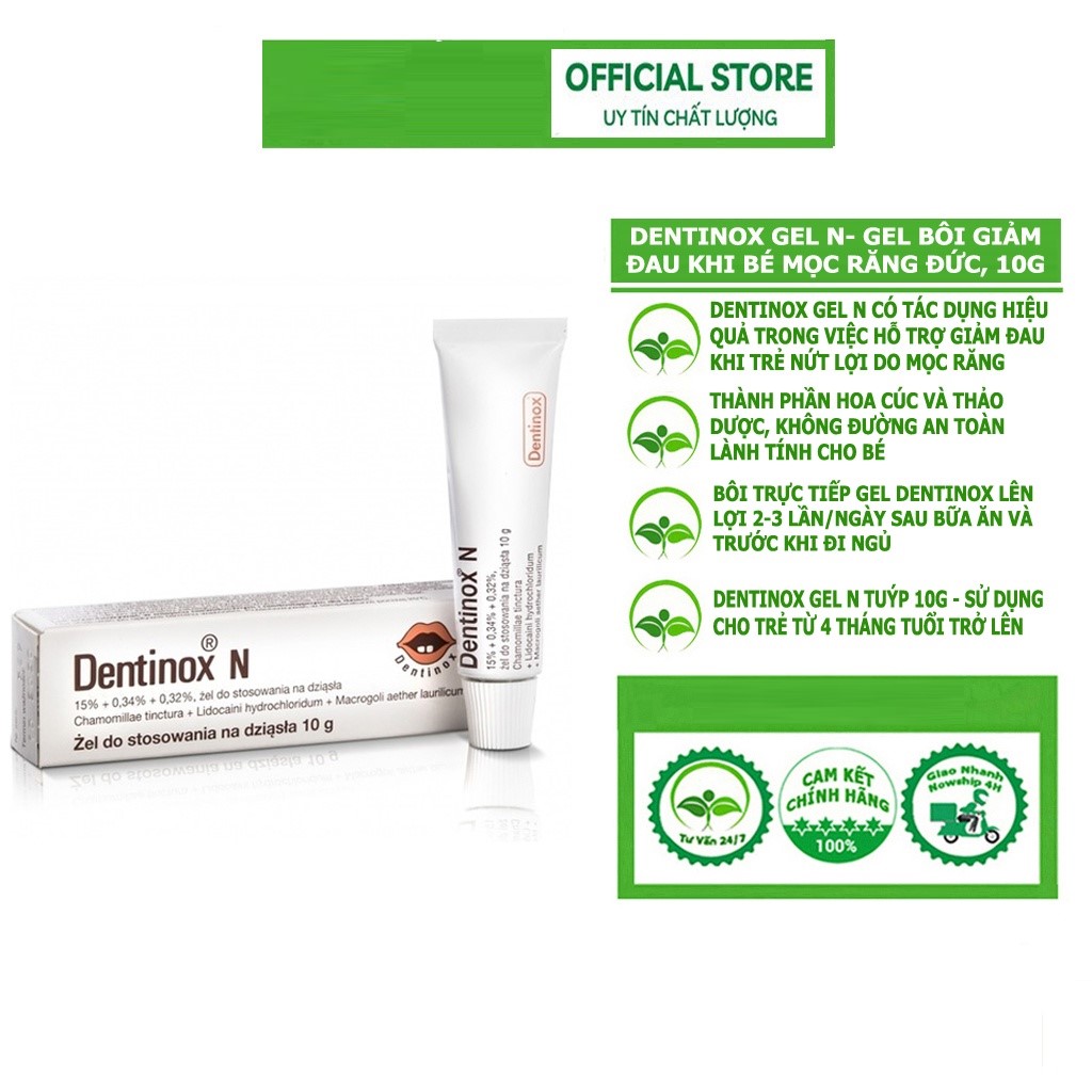 Dentinox Gel N- Gel Bôi Giảm Đau Khi Bé Mọc Răng Đức, 10g