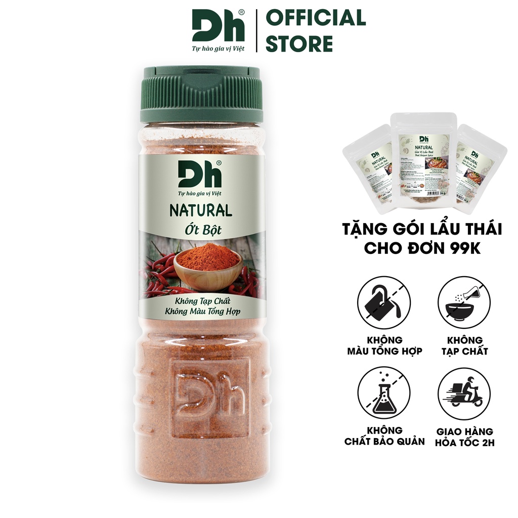 Bột ớt Natural Dh Foods gia vị tự nhiên ướp, nêm thực phẩm tiện lợi 30gr/ 60gr