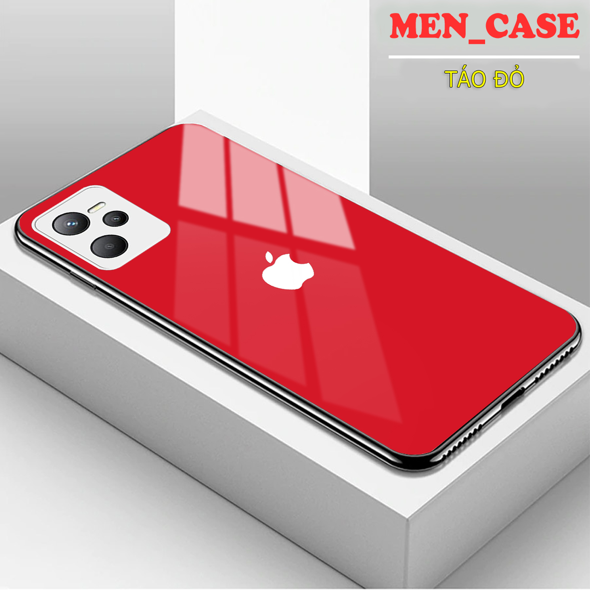 Ốp lưng giả iphone cho REALME C35  mặt kính cường lực , sáng bóng