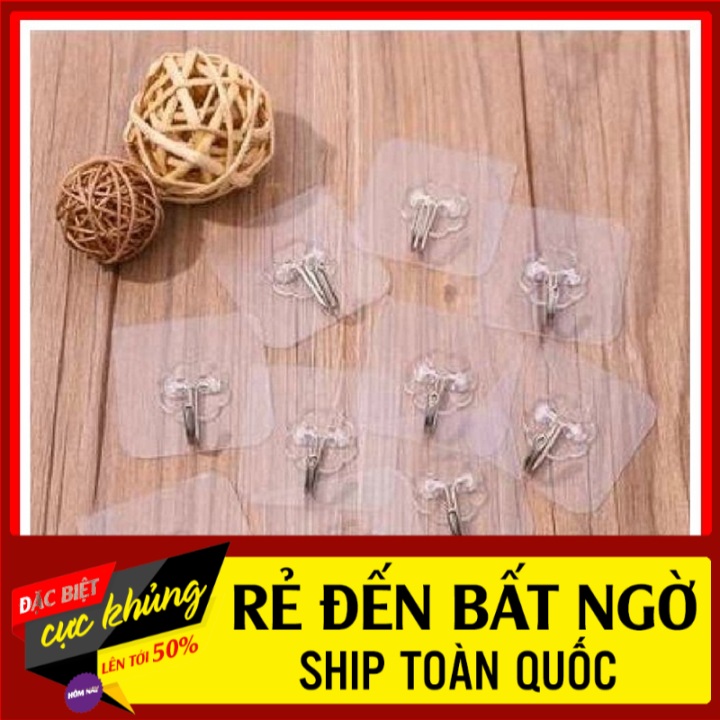[HCM]Combo 50 Móc Dán Tường Chịu Lực Trong Suốt Siêu Dính Cường Lực 6x6cm