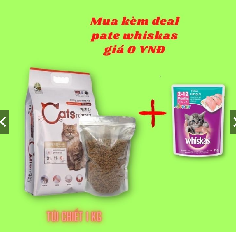 Thức ăn cho mèo catsrang 1kg tặng kèm pate whiskas