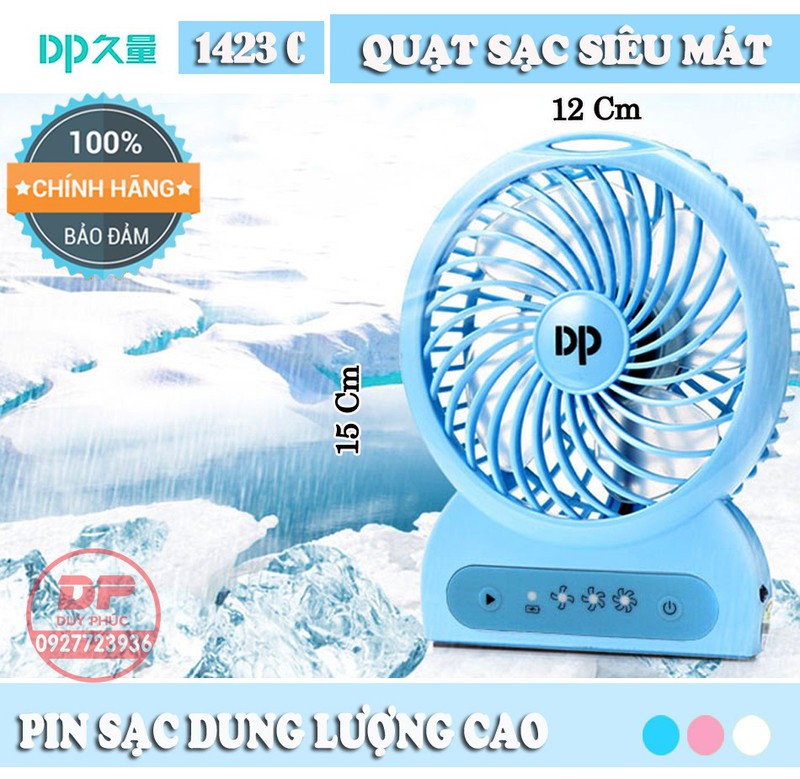 QUẠT SẠC TÍCH ĐIỆN MINI KÈM ĐÈN PIN NHỎ GỌN – TIỆN LỢI DP-1423C