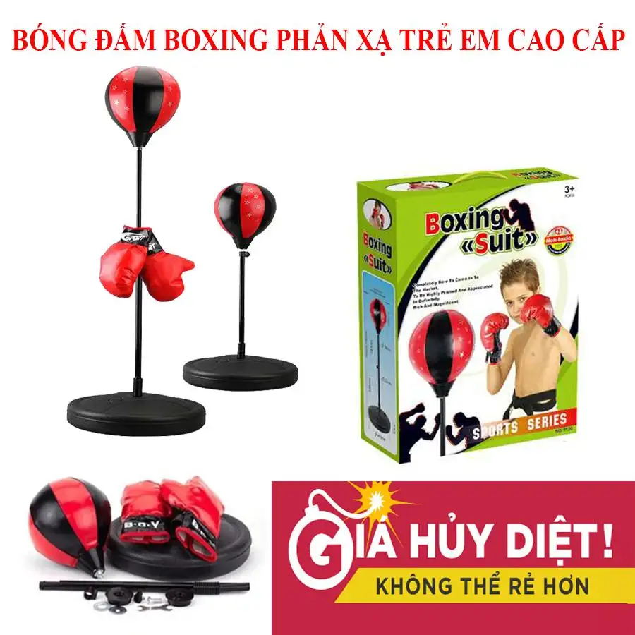Bóng Phản Xạ, Bộ Đồ Chơi Phản Xạ, Bóng Đấm Boxing Phản Xạ + Găng Tay Boxing + Bơm Trẻ Em, Hàng Loại Tốt, Cho Bé Vui Chơi Thể Thao Thỏa Thích