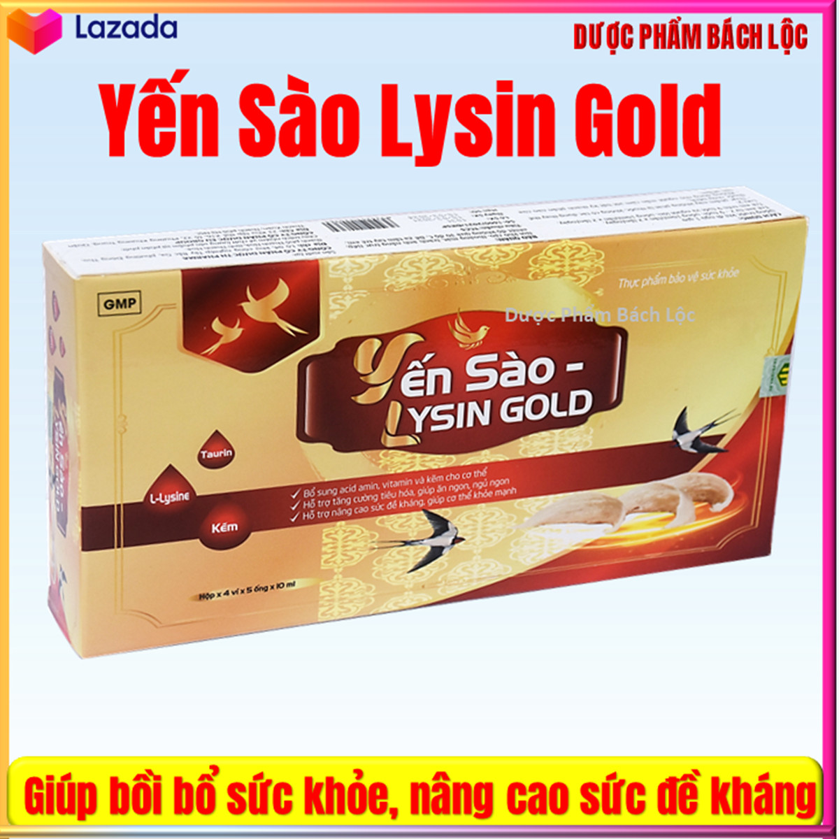 Yến Sào Lysin Gold- Giúp Bé Ăn Ngon,Tăng Cường Tiêu Hóa, Nâng Cao Sức Đề Kháng Hiệu Quả- Bổ Sung Rến Sào Tự Nhiên, Vitamin Và Khoáng Chất - Hộp 20 ống chuẩn GMP