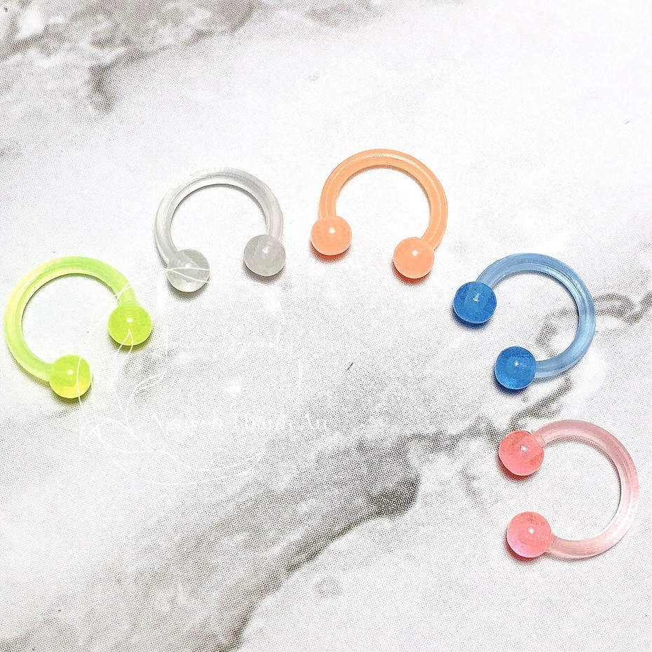Khuyên u c 2 đầu bi dạ quang bằng nhựa - xuân shop