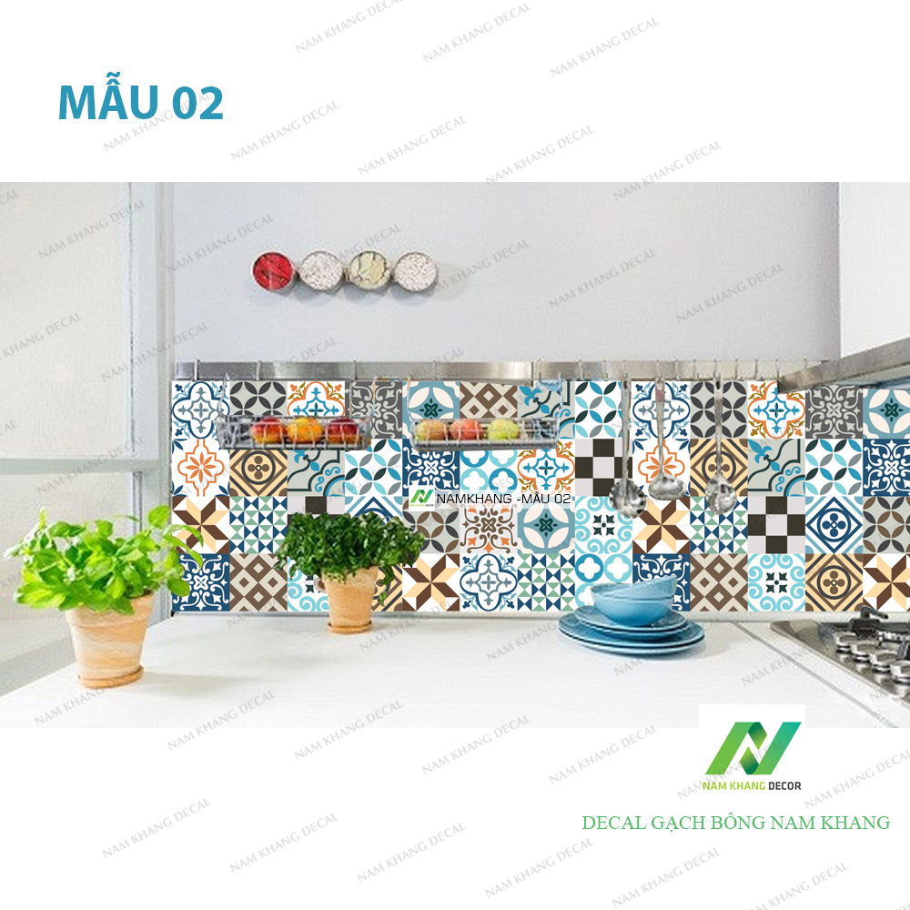 Set 32 ô 15cm hoặc 18 ô 20cm decal gạch bông MS: NK02