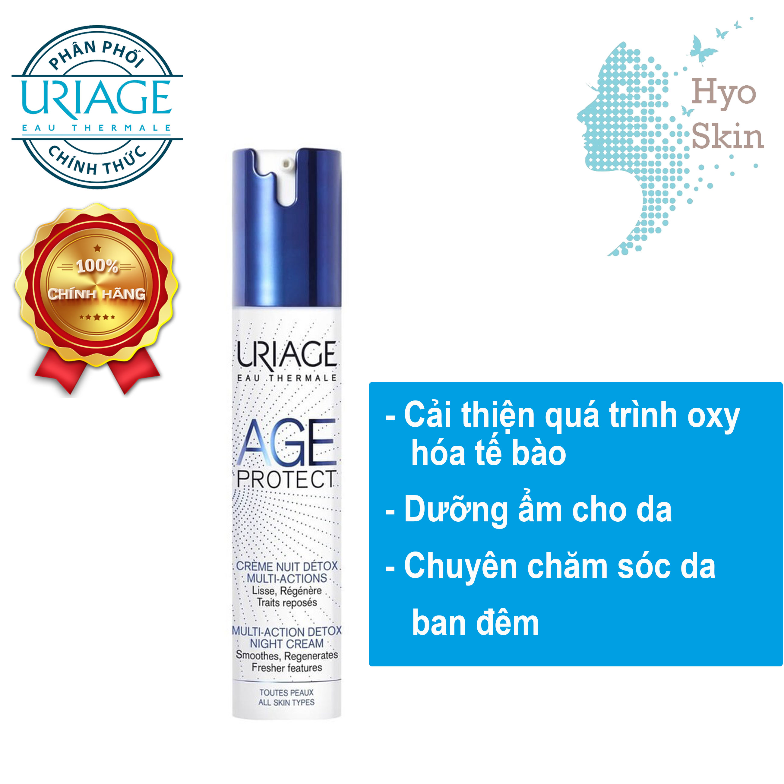 [HCM][CHÍNH HÃNG] Kem Chống Lão Hoá Da Ban Đêm Cho Mọi Loại Da URIAGE URIAGE AGE PROTECT CREME NUIT DETOX MULTI-ACTIONS 40ml