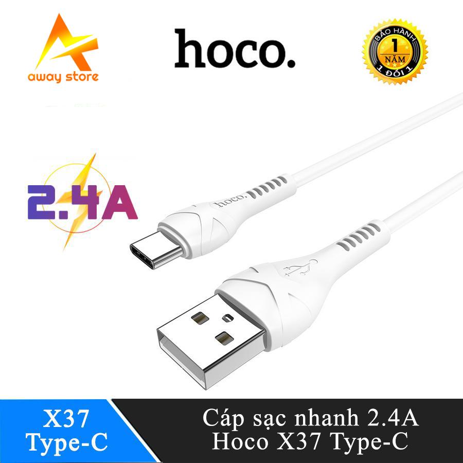 Dây Cáp sạc nhanh thông minh 2.4A 1m Hoco X37 Type-C cho điện thoại Androids, dây sạc chất liệu hợp kim aluminum, đồng, nylon dệt kim