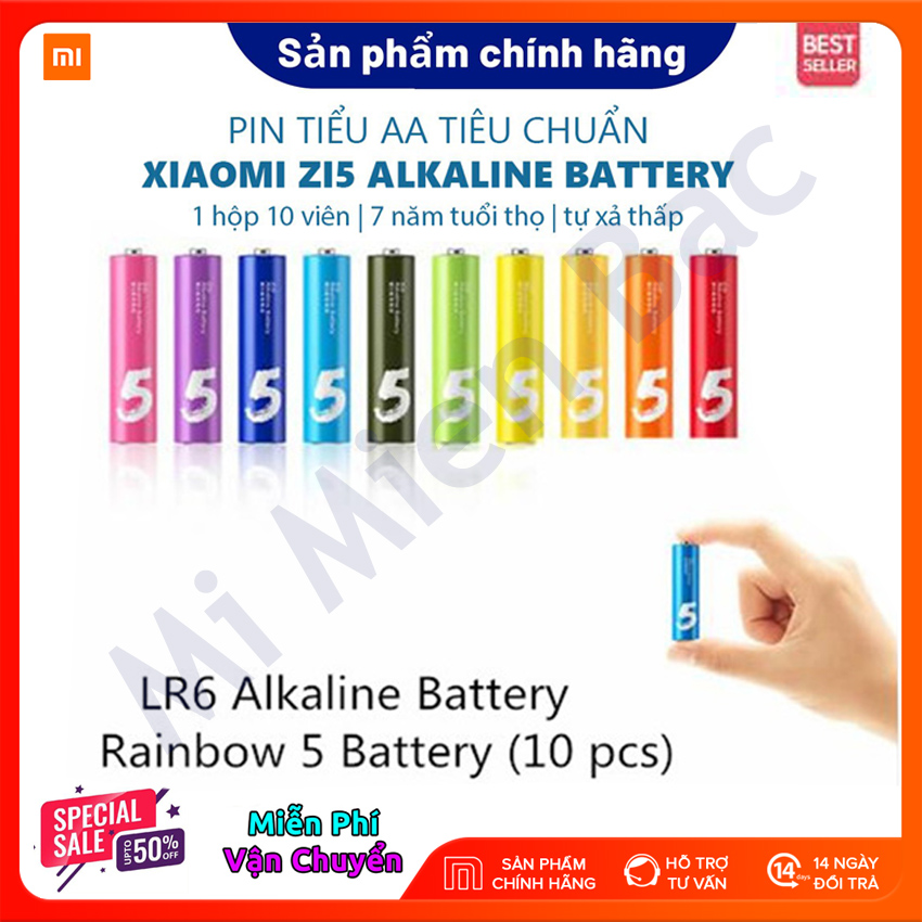 Pin tiểu aa cầu vồng xiaomi - số 5 - loại to