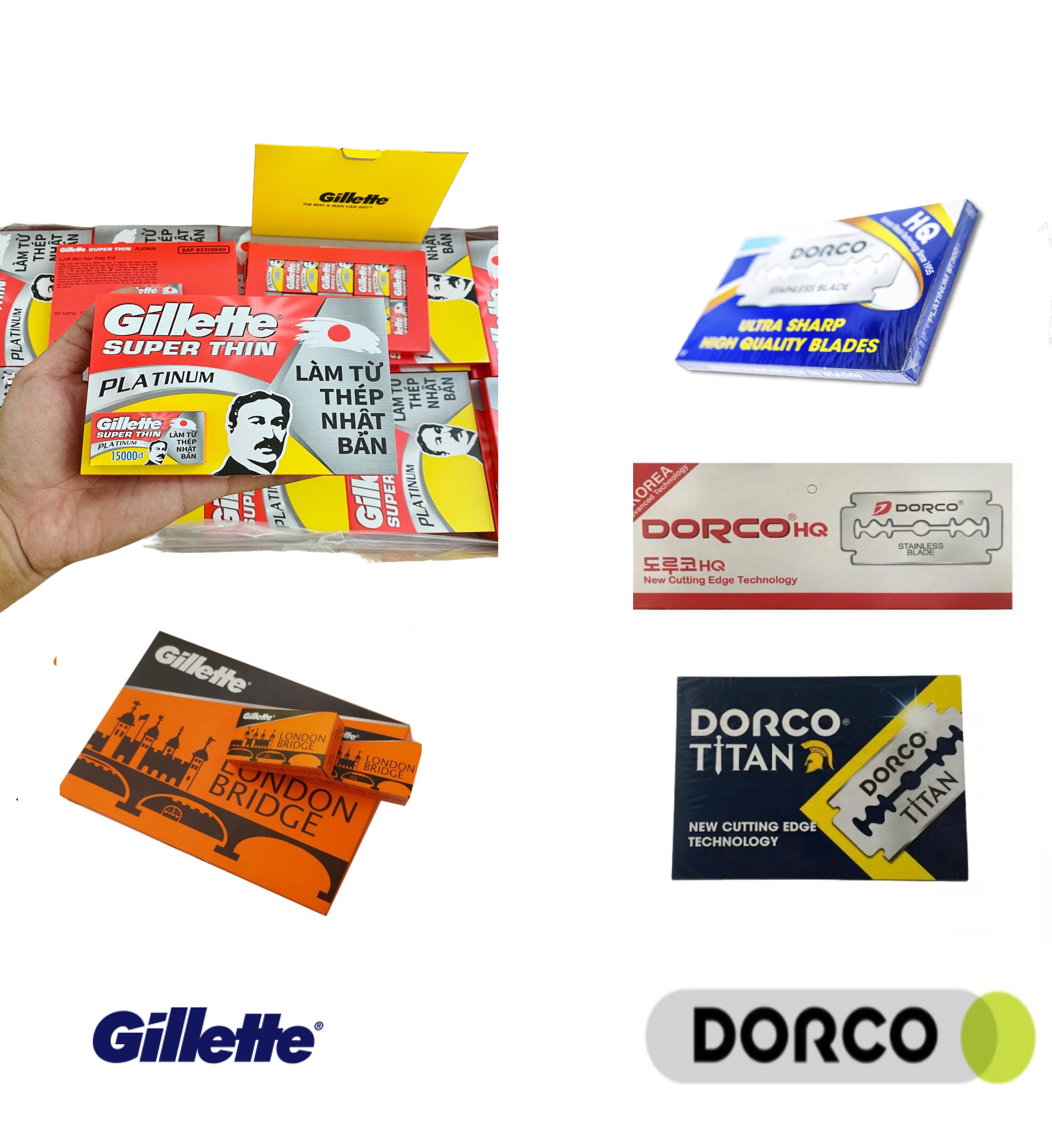 Hộp lẻ 10 lưỡi lam gillette london super thin dorco titan st300 hq