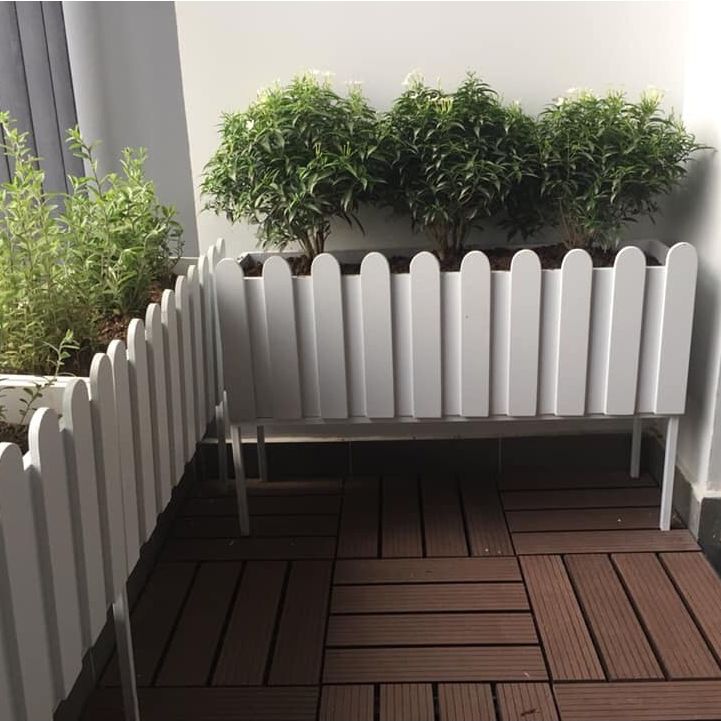  Chậu trồng cây 60x25x25cm gỗ nhựa ngoài trời composite có hàng rào 