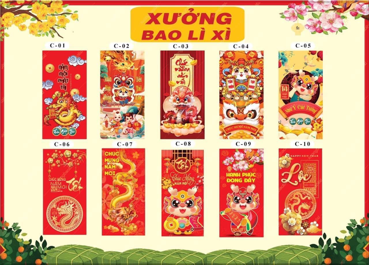 Sỉ 1000 bao lì xì tết 2024, xưởng sỉ lẻ bao lì xì 2024 nhiều mẫu hot trend