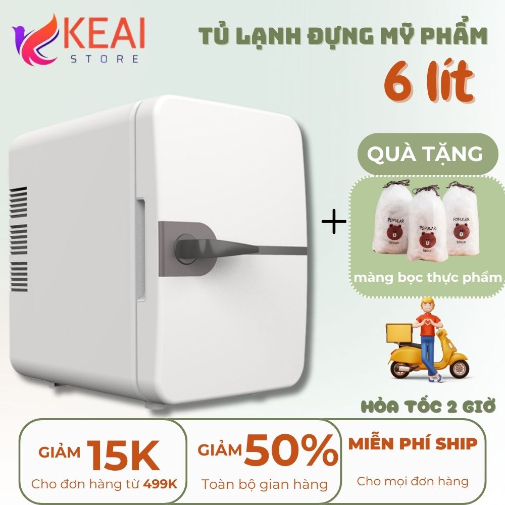 Tủ Lạnh Mini 6 Lít, Tủ Lạnh Đựng Mỹ Phẩm, Tủ Lạnh Ô Tô, Làm Lạnh Nhanh 5-15 Độ C Tiết Kiệm Điện Và Không Gian